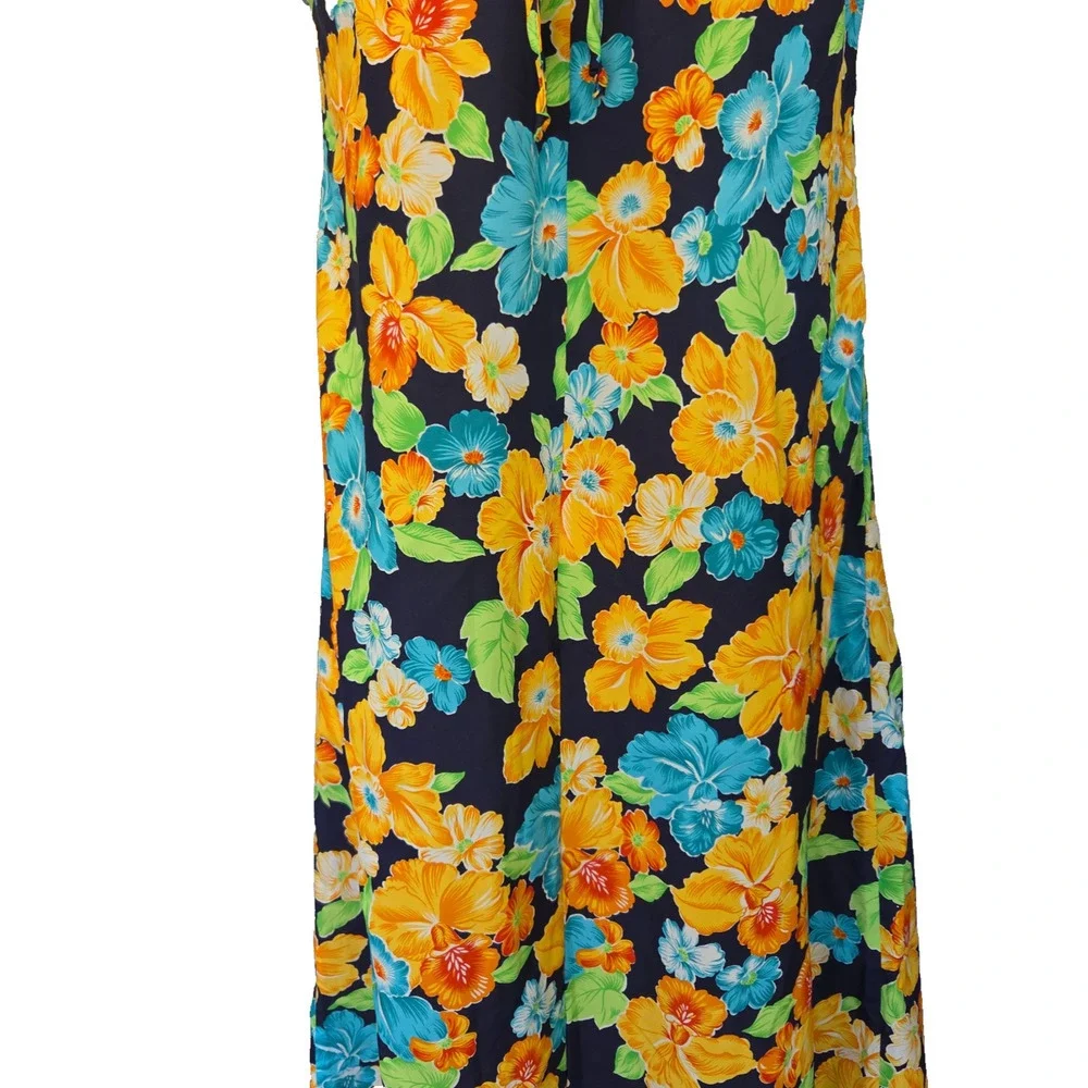 Vintage 70s Hilo Hattie Mumu Floral Print Maxi House Dress Size S Hawaiian
